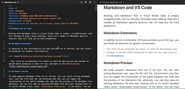 Synchronisation du défilement de la sélection de l'éditeur de l'aperçu Markdown
